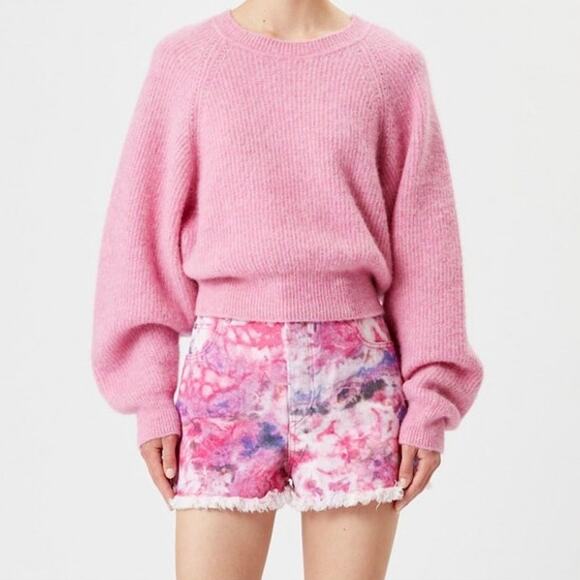 Isabel Marant Etoile Lesia Printed Cotton Shorts In Mulberry Denim Jean Tie Dye - Picture 5 of 12